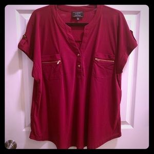 Rich red tab blouse